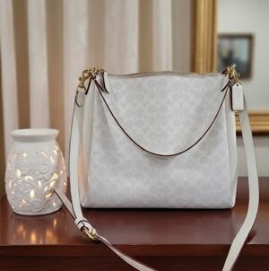 Coach White Shoulder Bag with Gold Accents